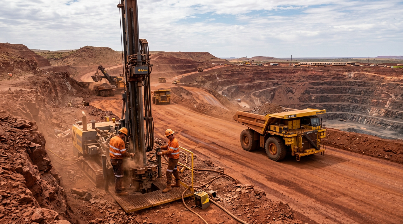 Australian mining equipment and FIFO operations supporting The Driller's Offsider Pathway: The Hardest, Fastest Route to a Six-Figure FIFO Career — Image created by www.australian-mining-jobs.com