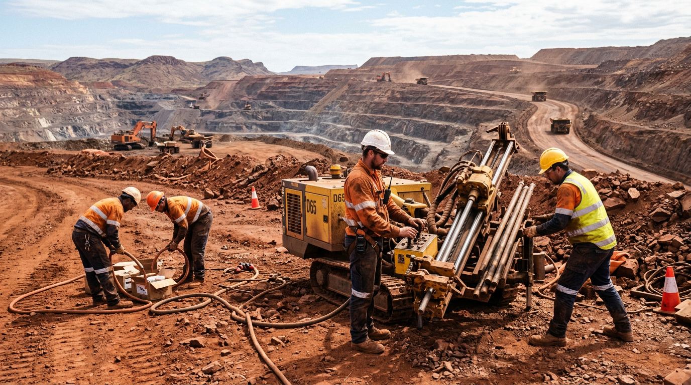 Australian mining workers in hi-vis relating to The Entry-Level FIFO Ticket Guide: What You Actually Need to Get Hired on Australian Mine Sites — Image created by www.australian-mining-jobs.com
