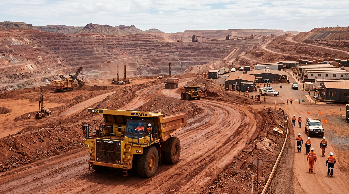 Australian mining equipment and FIFO operations supporting The Entry-Level FIFO Ticket Guide: What You Actually Need to Get Hired on Australian Mine Sites — Image created by www.australian-mining-jobs.com