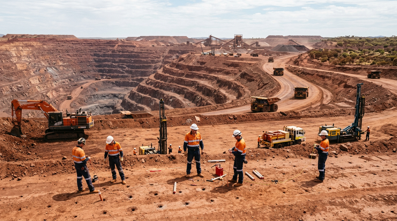 The FIFO Blast Crew Pathway: How to Get Hired as a Shotfirer's Assistant — Australian mine site scene — Image created by www.australian-mining-jobs.com