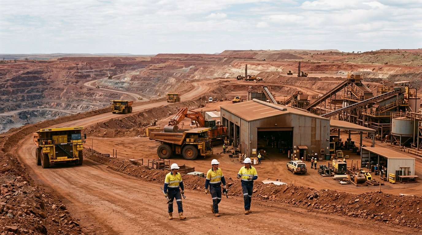 Australian mining equipment and FIFO operations supporting The FIFO Trade Assistant (TA) Pathway: How to Get Hired in Mining Workshops and Fixed Plants — Image created by www.australian-mining-jobs.com